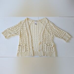 Monroe & Main Cream Cardigan Sweater Open-Knit Design